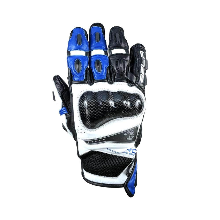 Bela Rocket Short Motorcycle Racing Gloves - Black/Blue/White - DublinLeather