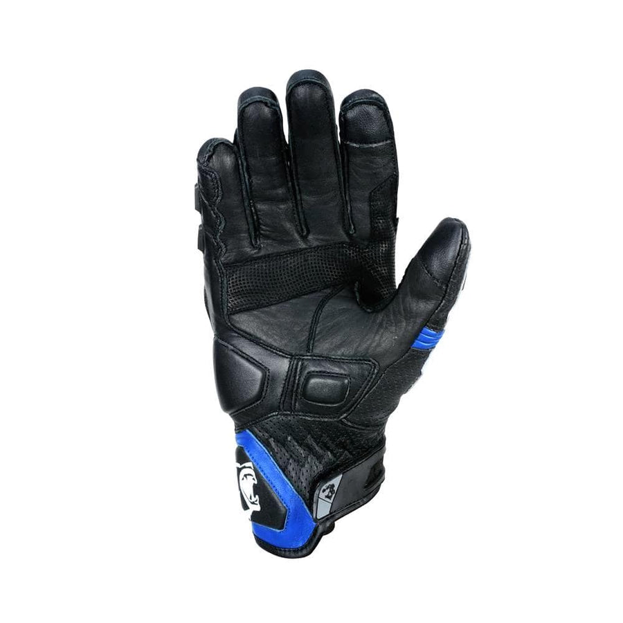 Bela Rocket Short Motorcycle Racing Gloves - Black/Blue/White - DublinLeather