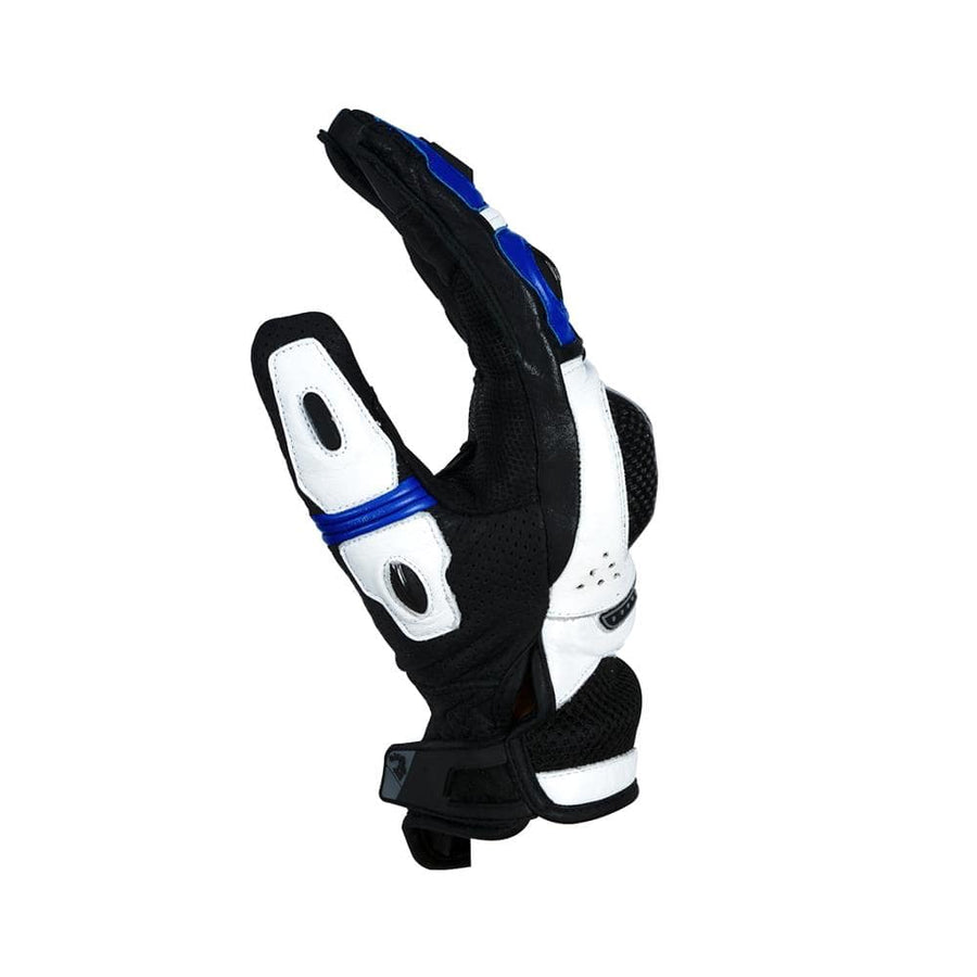 Bela Rocket Short Motorcycle Racing Gloves - Black/Blue/White - DublinLeather