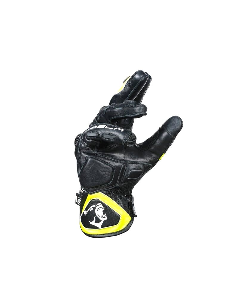 Bela Rocket Short Motorcycle Racing Gloves - Black/Fluro Yellow - DublinLeather