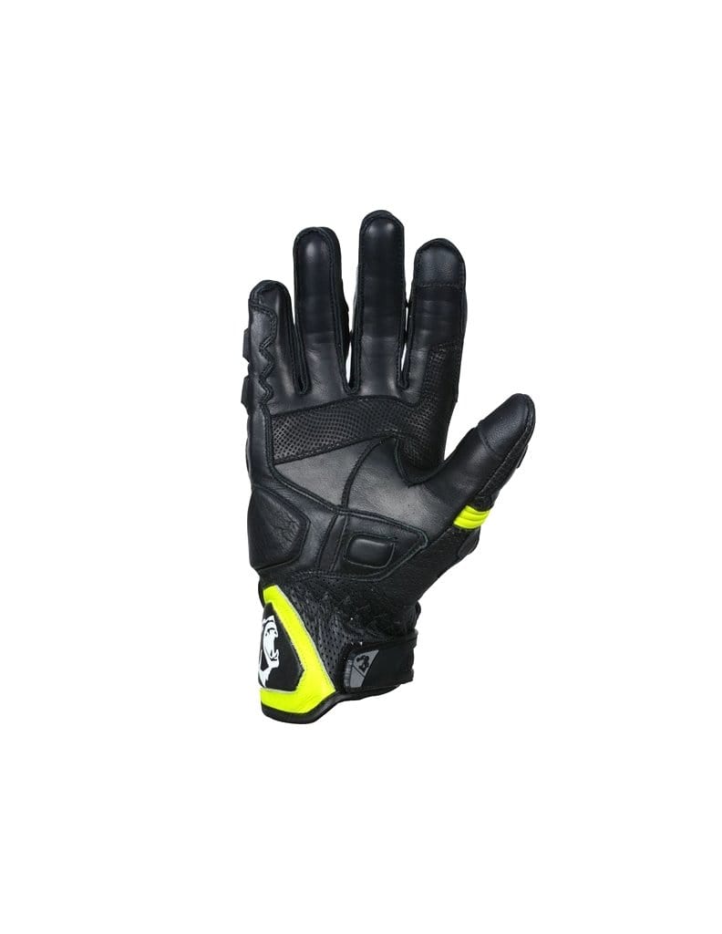 Bela Rocket Short Motorcycle Racing Gloves - Black/Fluro Yellow - DublinLeather