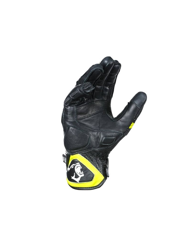 Bela Rocket Short Motorcycle Racing Gloves - Black/Fluro Yellow - DublinLeather