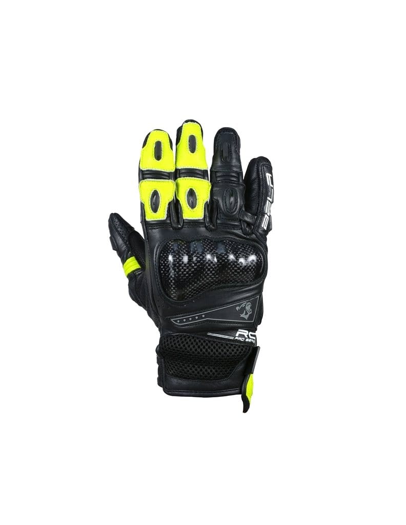 Bela Rocket Short Motorcycle Racing Gloves - Black/Fluro Yellow - DublinLeather