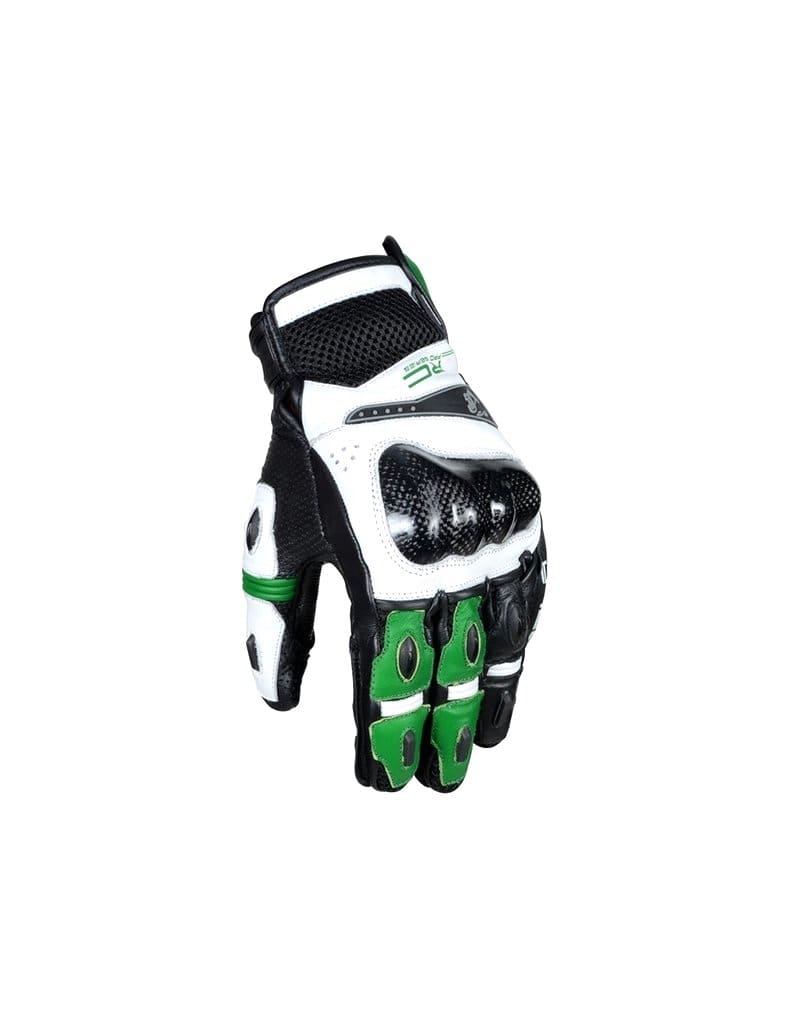 Bela Rocket Short Motorcycle Racing Gloves - Black/Green/White - DublinLeather