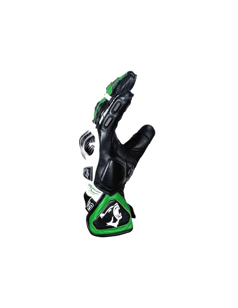 Bela Rocket Short Motorcycle Racing Gloves - Black/Green/White - DublinLeather