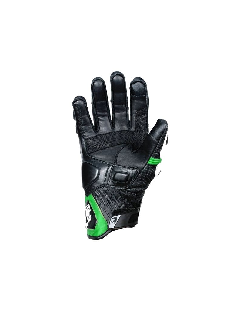 Bela Rocket Short Motorcycle Racing Gloves - Black/Green/White - DublinLeather