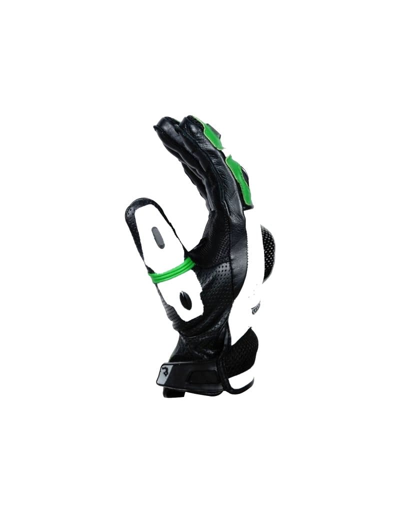 Bela Rocket Short Motorcycle Racing Gloves - Black/Green/White - DublinLeather