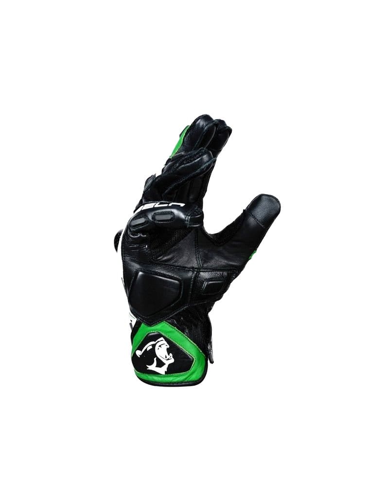 Bela Rocket Short Motorcycle Racing Gloves - Black/Green/White - DublinLeather