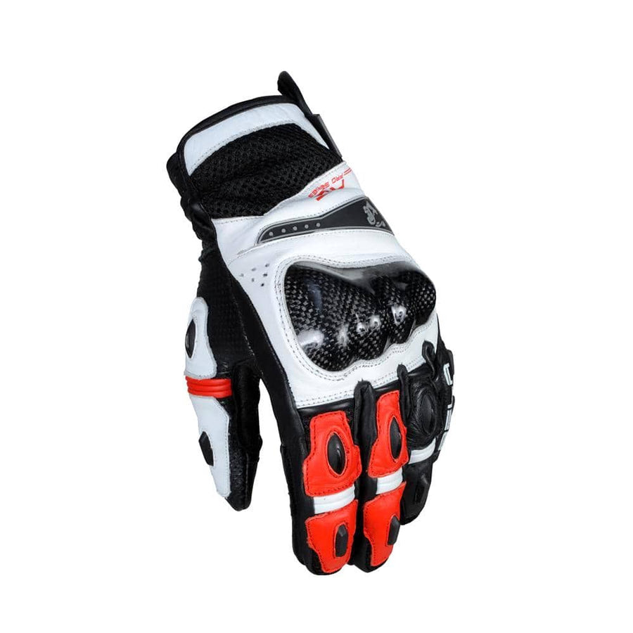 Bela Rocket Short Motorcycle Racing Gloves - Black/Red/White - DublinLeather