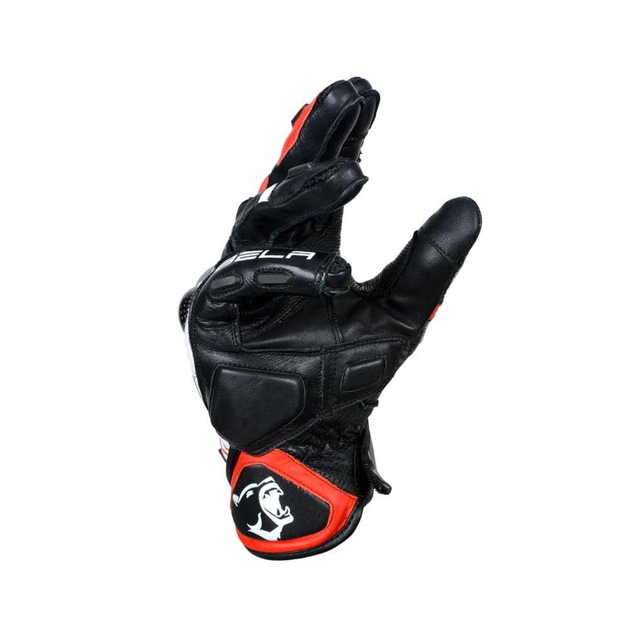 Bela Rocket Short Motorcycle Racing Gloves - Black/Red/White - DublinLeather