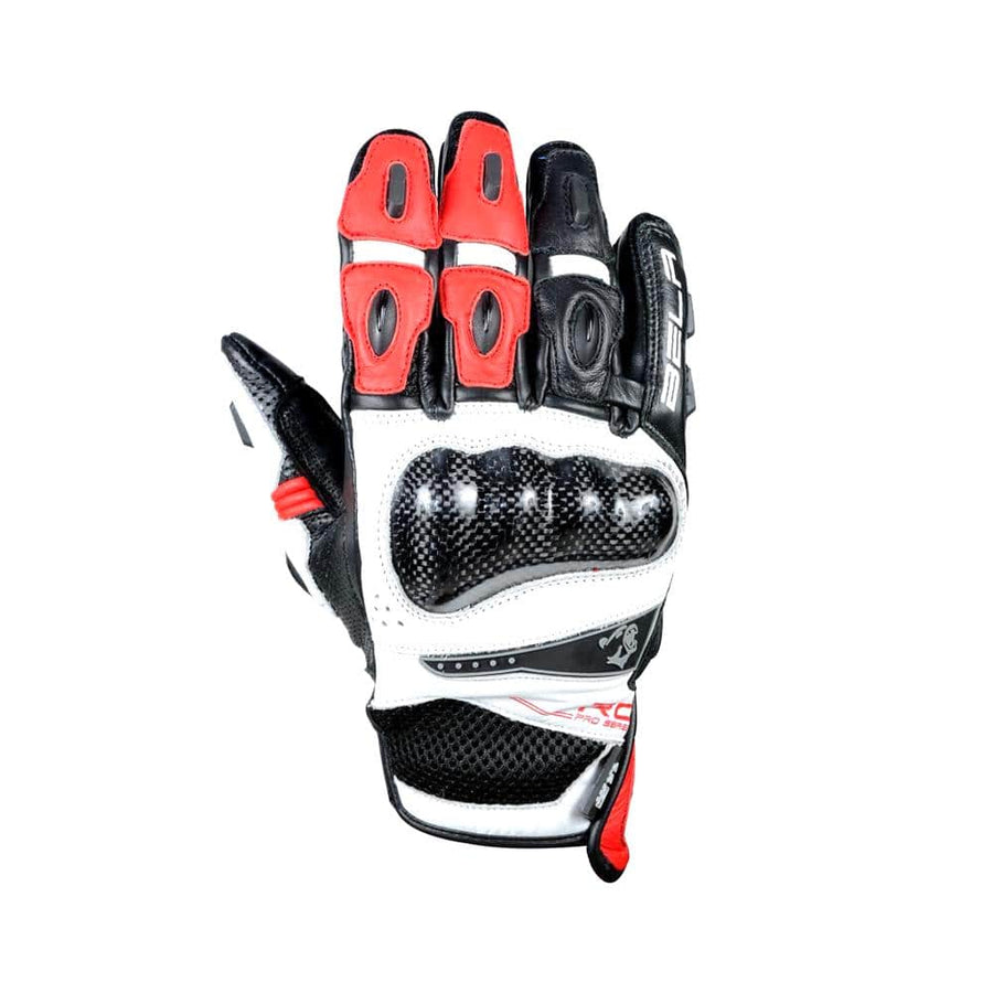 Bela Rocket Short Motorcycle Racing Gloves - Black/Red/White - DublinLeather