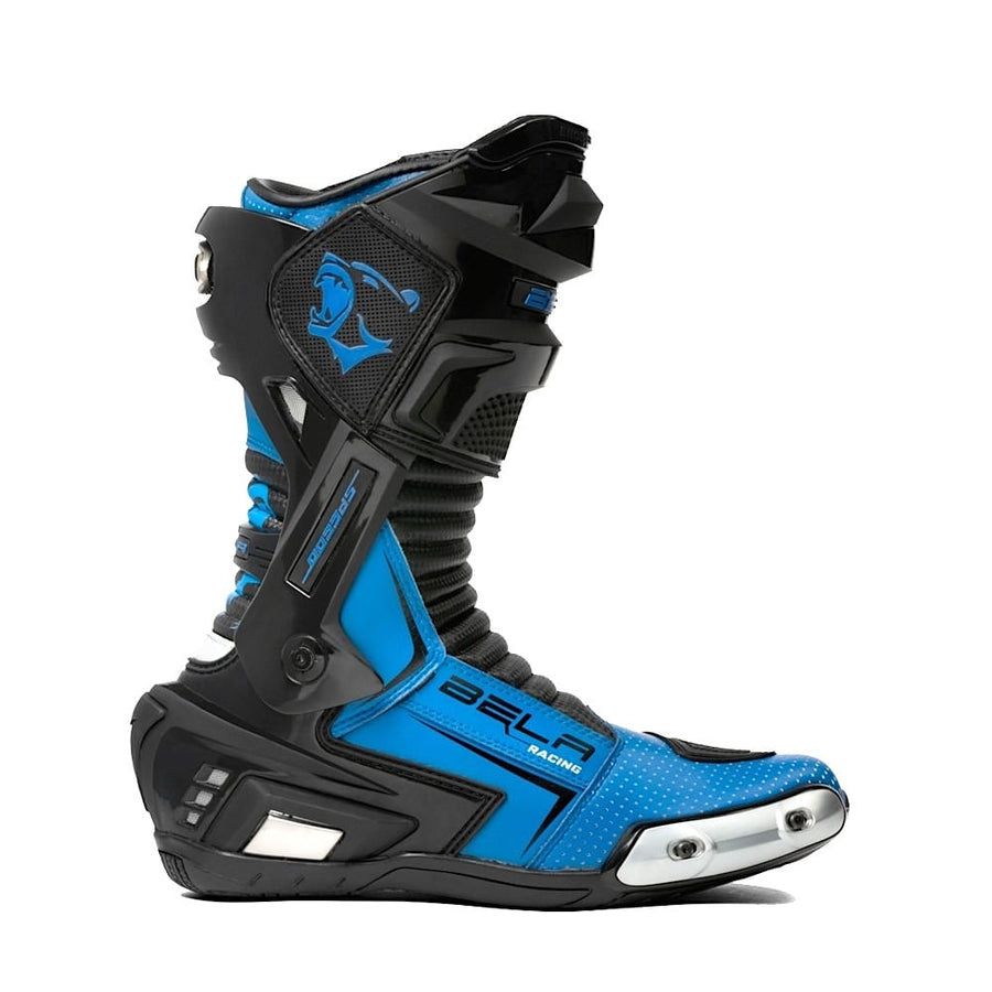 Bela Speedo 2.0 Motorcycle Racing Boots (Black/Blue) - DublinLeather