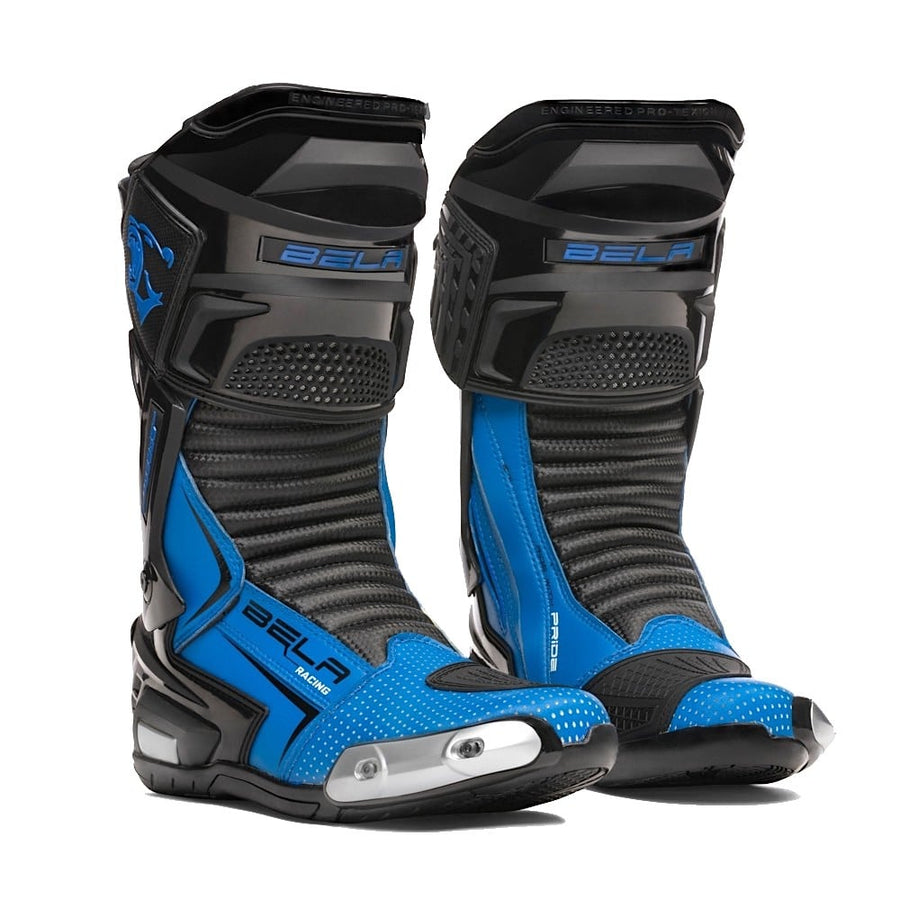 Bela Speedo 2.0 Motorcycle Racing Boots (Black/Blue) - DublinLeather