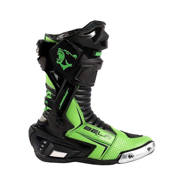 Bela Speedo 2.0 Motorcycle Racing Boots (Black/Green) - DublinLeather