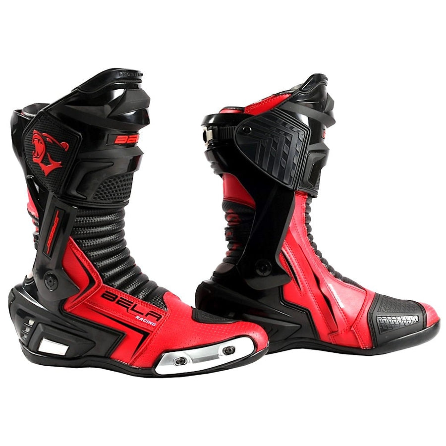 Bela Speedo 2.0 Motorcycle Racing Boots (Black/Red) - DublinLeather