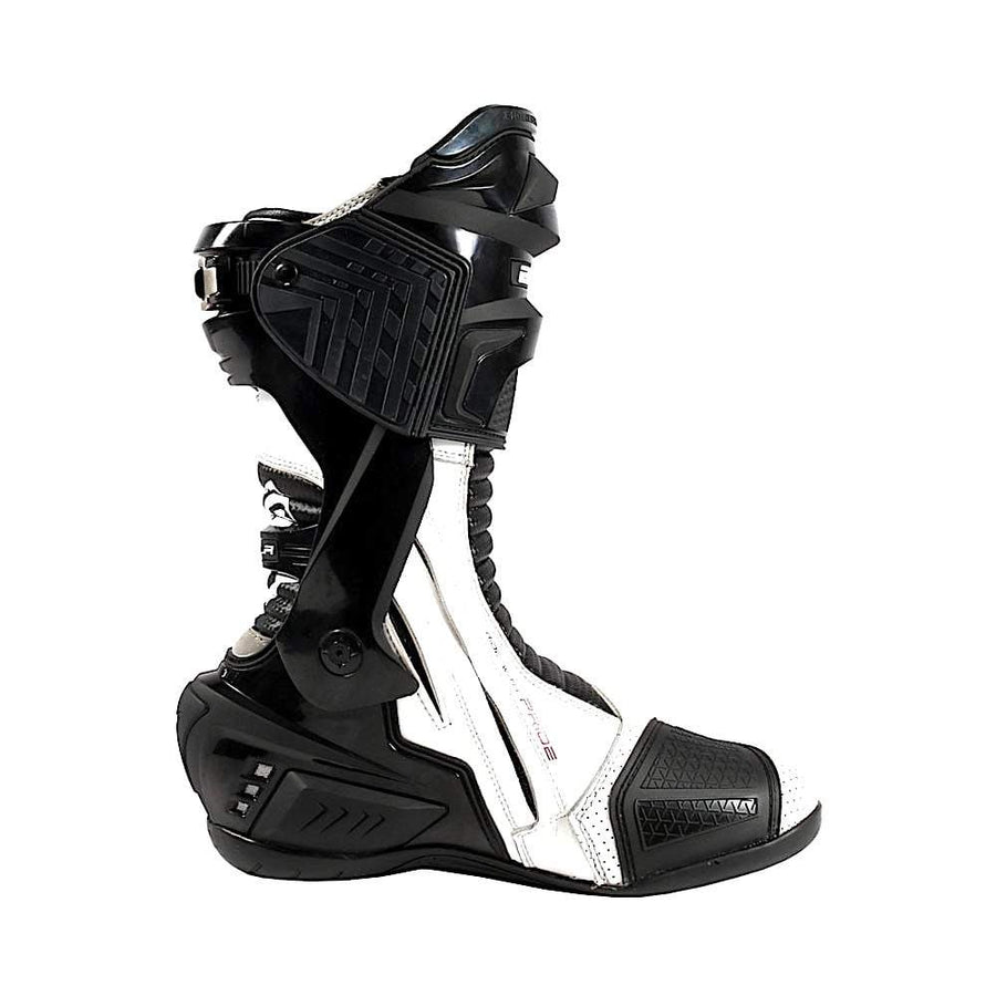 Bela Speedo 2.0 Motorcycle Racing Boots (Black/White) - DublinLeather