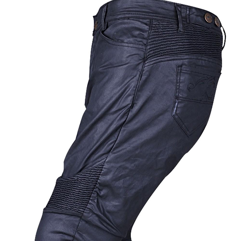 Bela Tom Mens Wax Coated Denim Riders Pants - Black