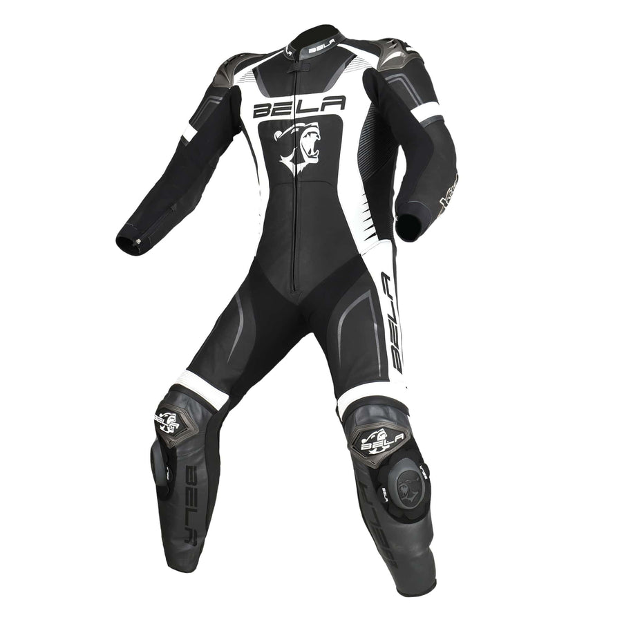 Bela X-Race High Performance Motorcycle Racing 1PC Leather Suit - Black/White