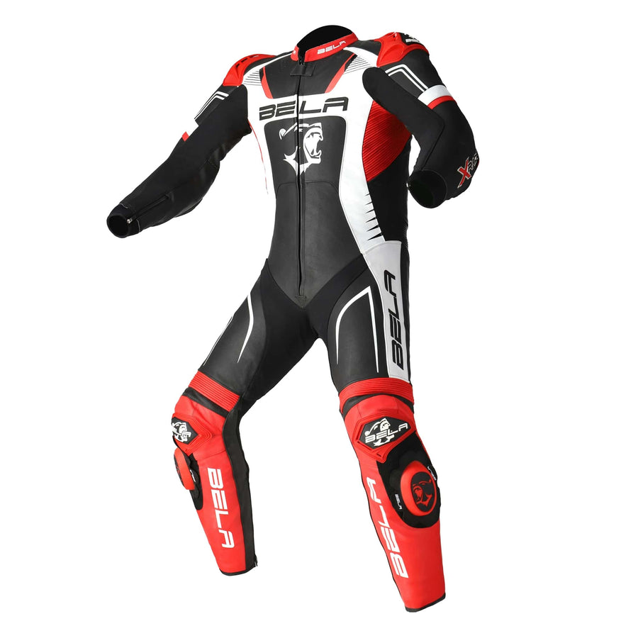 Bela X-Race High Performance Motorcycle Racing 1PC Leather Suit - Black/White/Red