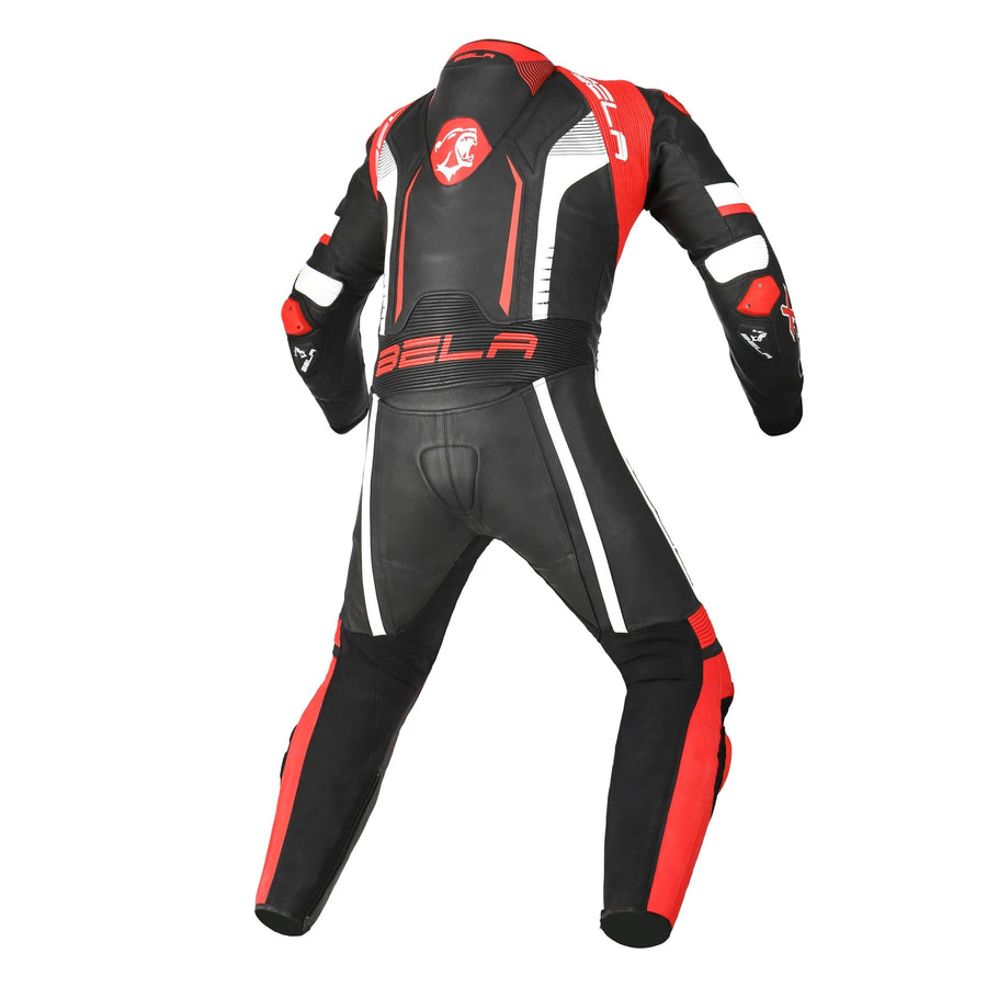 Bela X-Race High Performance Motorcycle Racing 1PC Leather Suit - Black/White/Red