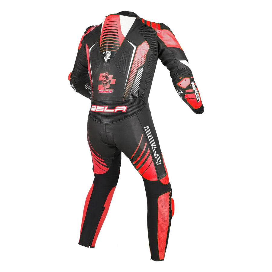 Bela Aragon High Performance 1piece Motorcycle Racing Leathers- Black/Red