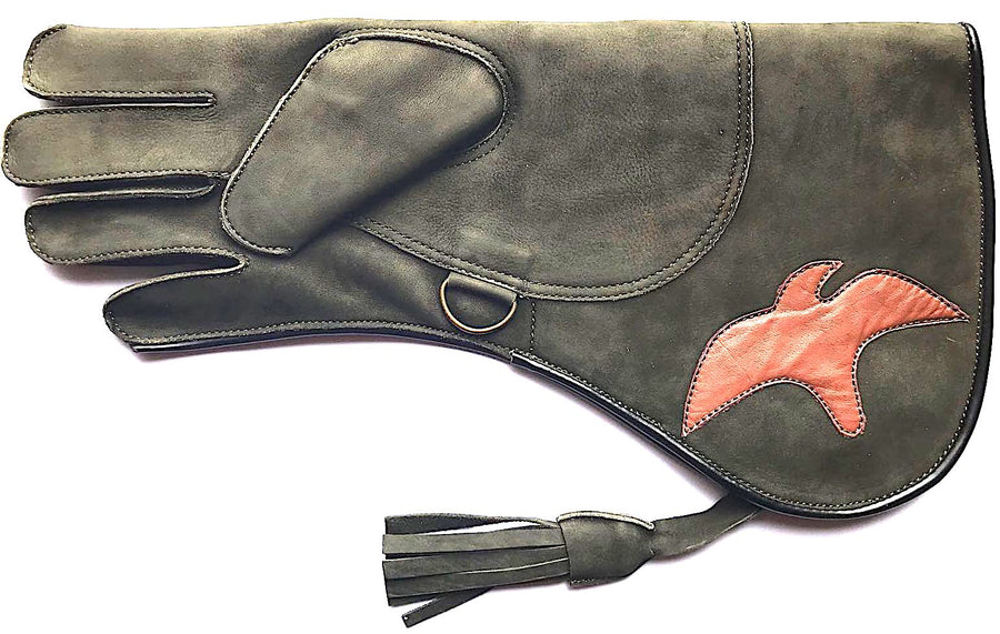 Olive Green Eagle Cowhide Triple Layer Premium 17 Inch Glove - Falconry - DublinLeather