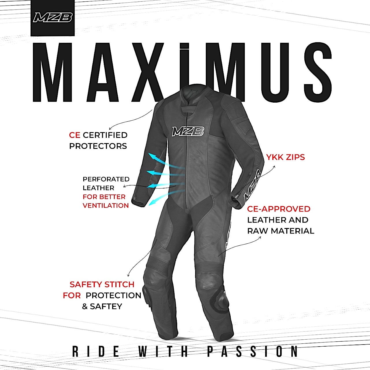 MZB Maximus Kids Premium Buffalo Motorcycle Leathers | FIM MiniGP UK