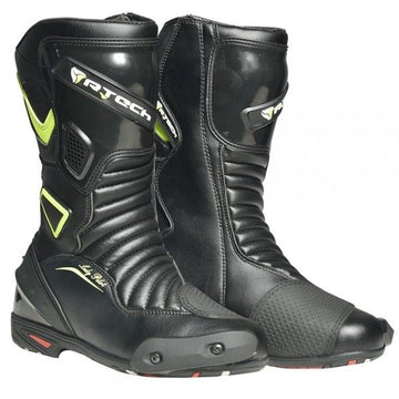 R-Tech Lady Pilot Motorcycle Boots - Black/Fluro Yellow - DublinLeather