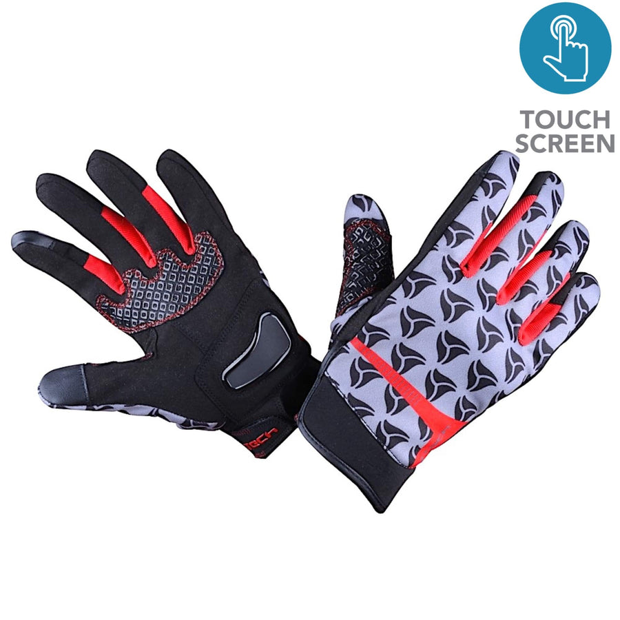 R-Tech Leopard Black/Red Touring Gloves - Touch Screen Textile - DublinLeather