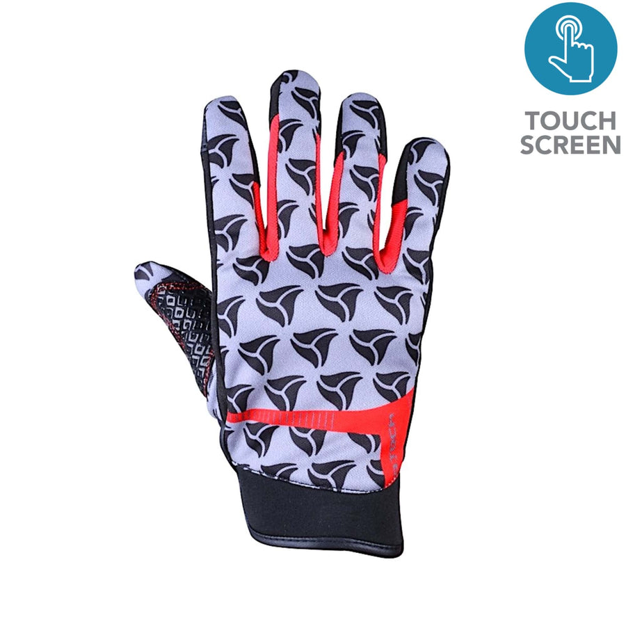 R-Tech Leopard Black/Red Touring Gloves - Touch Screen Textile - DublinLeather