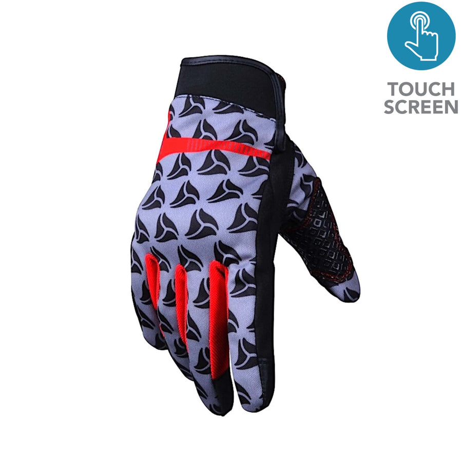 R-Tech Leopard Black/Red Touring Gloves - Touch Screen Textile - DublinLeather