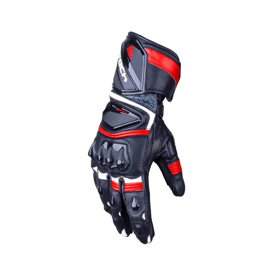 R-Tech Robo Lady Motorcycle Racing Leather Gloves (Black/Red) - Touch Screen - DublinLeather