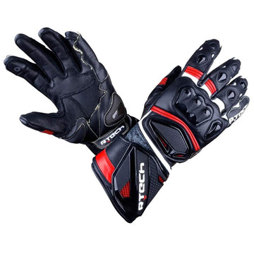 R-Tech Robo Lady Motorcycle Racing Leather Gloves (Black/Red) - Touch Screen - DublinLeather