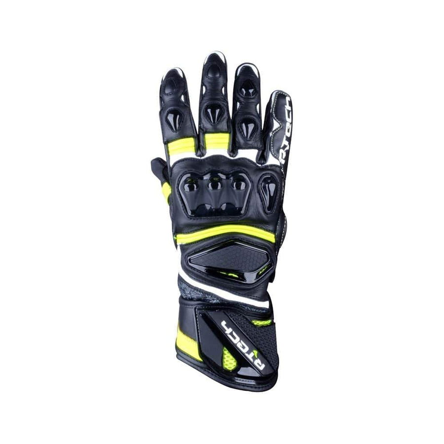 R-Tech Robo Lady Motorcycle Racing Leather Gloves (Black/Fluro Yellow) - Touch Screen - DublinLeather