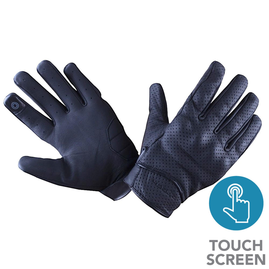 R-Tech Street Men's Black Bikers Leather Gloves - Touch Screen - DublinLeather