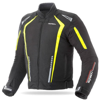 R-Tech Marshal Motorcycle Textile Jacket - Black/Fluro Yellow - DublinLeather