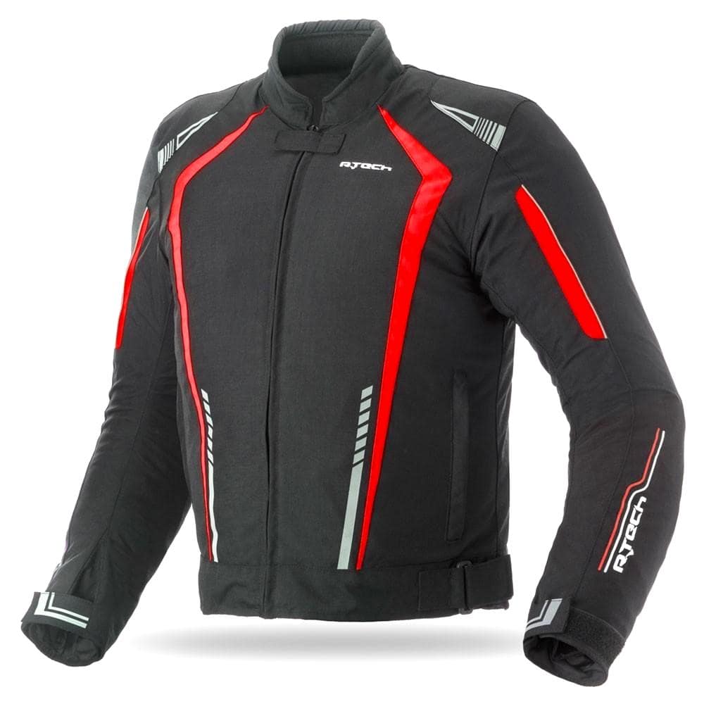 R Tech Marshal Motorcycle Waterproof Textile Jacket Black Red