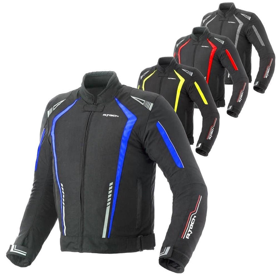 R-Tech Marshal Motorcycle Textile Jacket - Black/Blue - DublinLeather