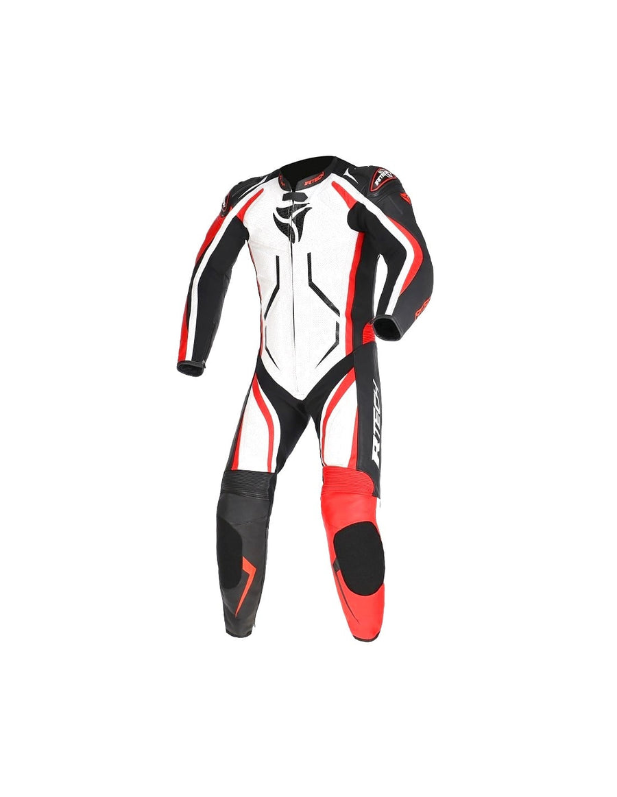 RTech Defender 1Pc Motorcycle GP Racing Suit - White/Red/Black