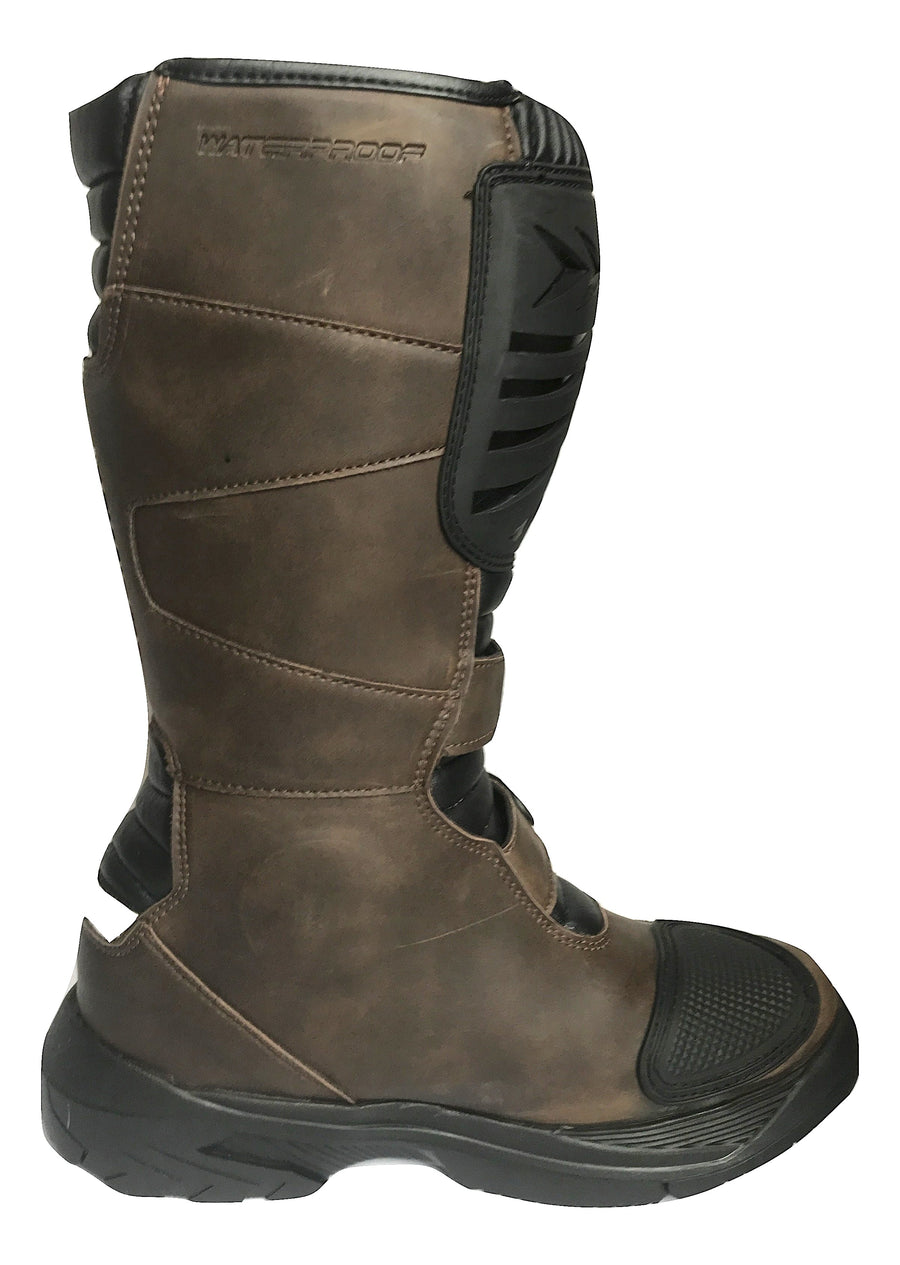 Saiko Metalize Adventure Waterproof Motorcycle Long Boots - Brown - DublinLeather