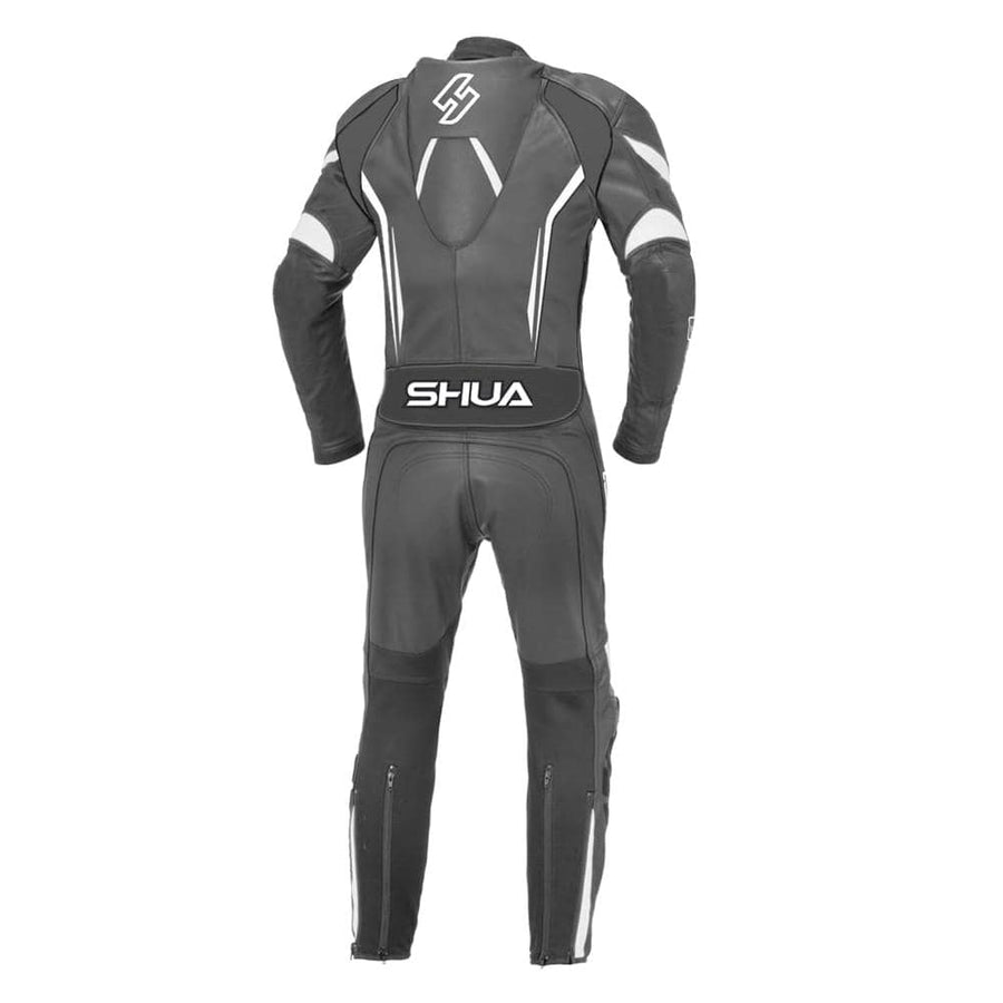 Shua Infinity 1pc Motorcycle Premium Buffalo Leather Suit - CE Certified - (Black/White) - DublinLeather