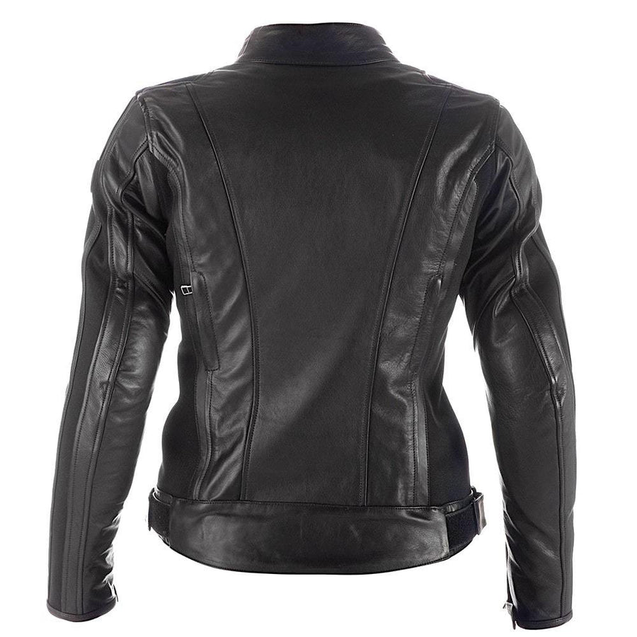 Spyke Stripe Lady GP Cowhide Leather Motorbike Jacket - Black - DublinLeather