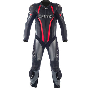 Spyke Top Sport Motorcycle Cow/Kangaroo Leather Racing Suit (Black/Anthracite/Red) - DublinLeather