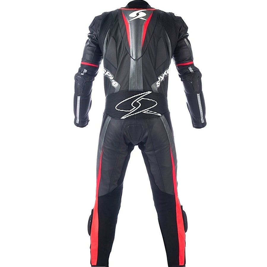 Spyke Top Sport Motorcycle Cow/Kangaroo Leather Racing Suit (Black/Anthracite/Red) - DublinLeather