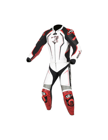 Bela NorthStar 2Pc Motorcycle Leather Suit -  White/Black/Red